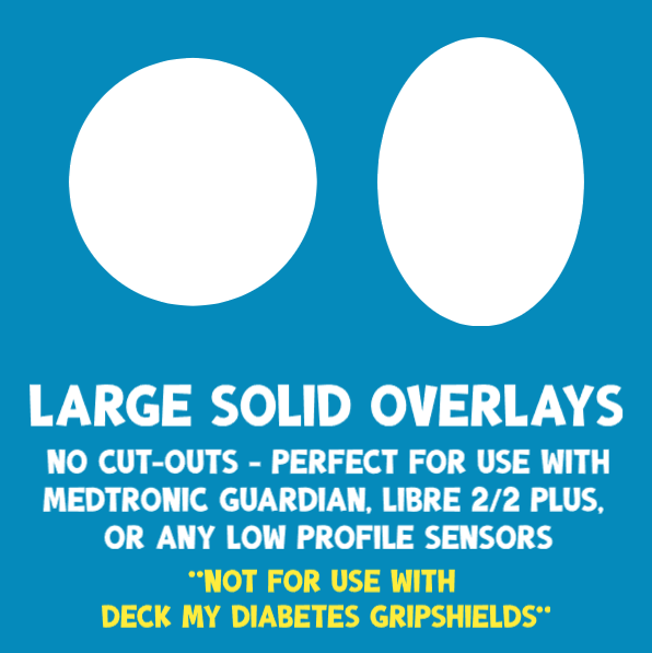 LARGE SOLID OVERLAYS WITH NO CUT-OUTS (NO HOLES) - 3.5 INCH DIAMETER (GREAT FOR MEDTRONIC GUARDIAN AND LIBRE 2 SENSORS)