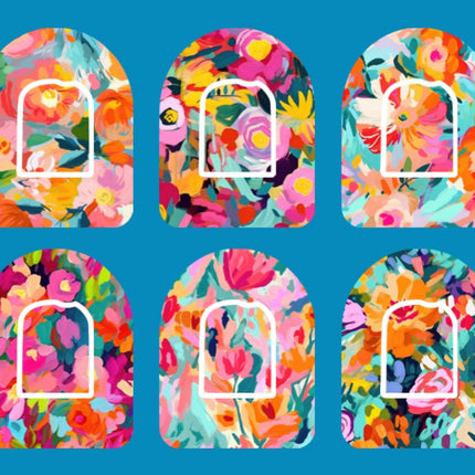 ABSTRACT FLORALS - OMNIPOD OVERLAYS  - 6 PATCH SET