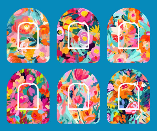 ABSTRACT FLORALS - OMNIPOD OVERLAYS  - 6 PATCH SET