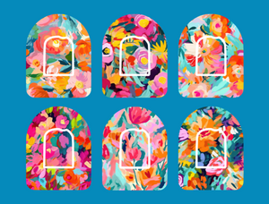 ABSTRACT FLORALS OMNIPOD OVERLAYS  - 6 PATCH SET