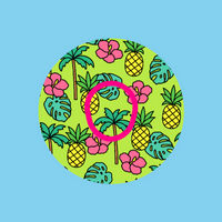 ALOHA PINEAPPLE PALM HIBISCUS PATTERN  - OVERLAY PATCH