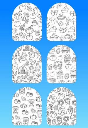 "COLOR MY JOURNEY" AUTUMN PATTERNS - 6 PATCH SET OF OMNIPOD OVERLAYS WITH CUT-OUTS