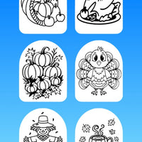 "COLOR MY JOURNEY" AUTUMN & THANKSGIVING - 6 PATCH SET OF OMNIPOD OVERLAYS WITH CUT-OUTS