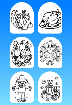 "COLOR MY JOURNEY" AUTUMN & THANKSGIVING - 6 PATCH SET OF OMNIPOD OVERLAYS WITH CUT-OUTS