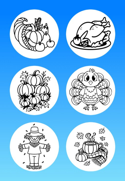 "COLOR MY JOURNEY" AUTUMN THANKSGIVING - 6 PATCH SET - LARGE SOLID OVERLAYS (NO CUT-OUTS)