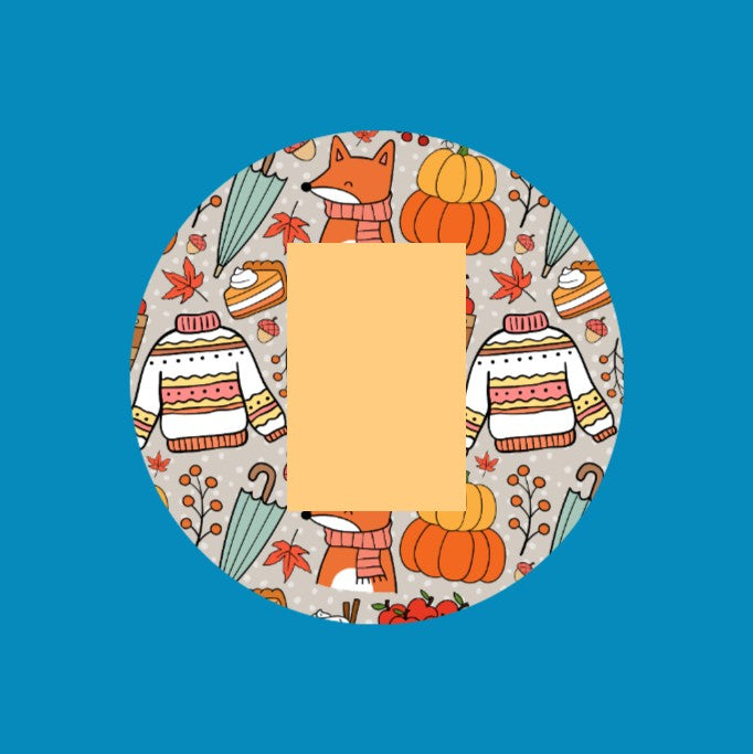 AUTUMN WEATHER - TIME FOR SWEATERS - ADHESIVE PATCH FOR THE SUGARSHIELD™ CASE BY DECK MY DIABETES for TANDEM MOBI™ INSULIN PUMP