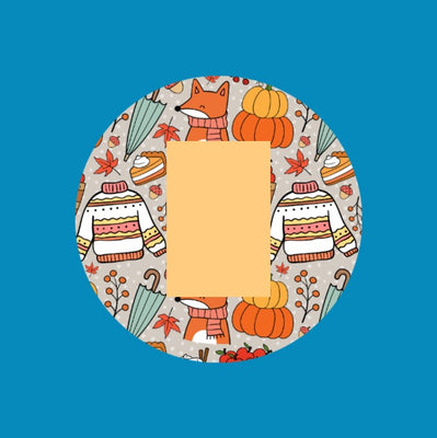 AUTUMN WEATHER - TIME FOR SWEATERS - ADHESIVE PATCH FOR THE SUGARSHIELD™ CASE BY DECK MY DIABETES for TANDEM MOBI™ INSULIN PUMP