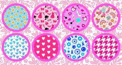 BARBIE INSPIRED FASHION  #1 - 8 PATCH SET - LARGE SOLID OVERLAYS