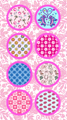BARBIE INSPIRED FASHION  #2  - 8 PATCH SET FOR THE SUGARSHIELD™ CASE BY DECK MY DIABETES for TANDEM MOBI™ INSULIN PUMP