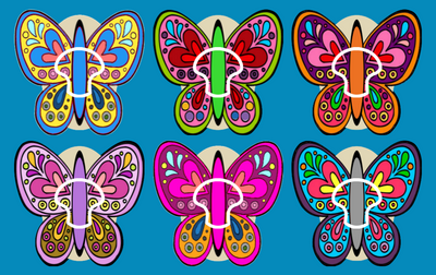 BUTTERFLY ART - 6 PATCH SET - MEDTRONIC GUARDIAN OVERLAYS WITH CUT-OUT FOR USE WITH DECK MY DIABETES GRIPSHIELD