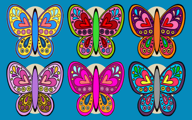 BUTTERFLY ART - 6 PATCH SET - LARGE SOLID OVERLAYS