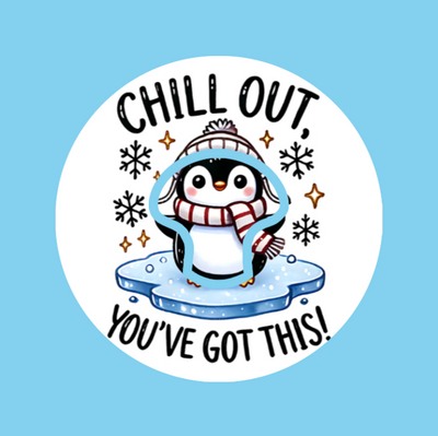 CHILL OUT! YOU'VE GOT THIS! PENGUIN -  MEDTRONIC GUARDIAN OVERLAY WITH CUT-OUT FOR USE WITH DECK MY DIABETES GRIPSHIELD
