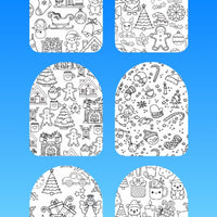 "COLOR MY JOURNEY" CHRISTMAS PATTERN - 6 PATCH SET OF OMNIPOD OVERLAYS WITH CUT-OUTS