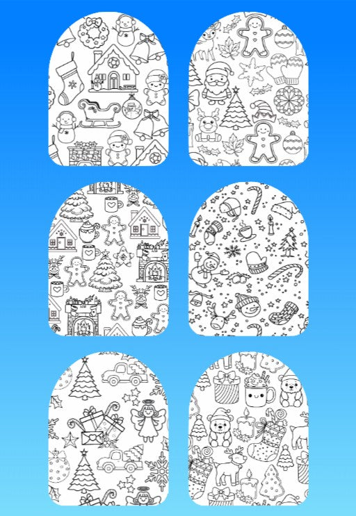"COLOR MY JOURNEY" CHRISTMAS PATTERN - 6 PATCH SET OF OMNIPOD OVERLAYS WITH CUT-OUTS