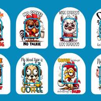 COMICAL COFFEE TALK  - 8 PATCH SET - OMNIPOD OVERLAYS
