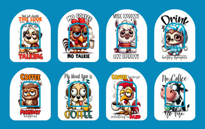 COMICAL COFFEE TALK  - 8 PATCH SET - OMNIPOD OVERLAYS
