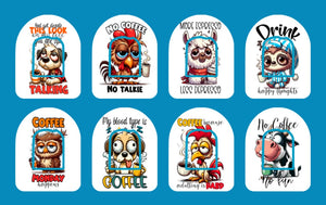 COMICAL COFFEE TALK  - 8 PATCH SET - OMNIPOD OVERLAYS