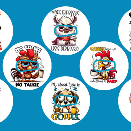 COMICAL COFFEE TALK - 8 PATCH SET   -  DEXCOM G6 OVERLAYS