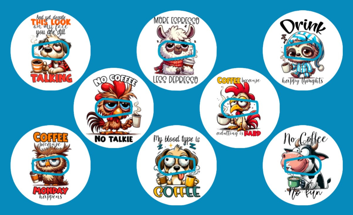 COMICAL COFFEE TALK - 8 PATCH SET   -  DEXCOM G6 OVERLAYS