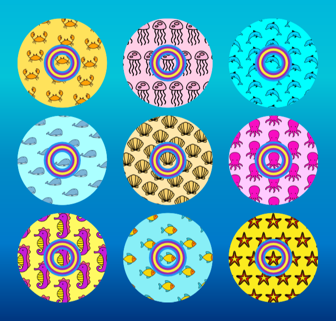 CREATURES OF THE SEA PATTERNS - 9 PATCH SET - LIBRE 3 OVERLAYS WITH CU ...