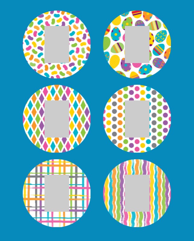 EASTER BRIGHTS - 6 PATCH SET - FOR THE SUGARSHIELD™ CASE BY DECK MY DIABETES for TANDEM MOBI™ INSULIN PUMP