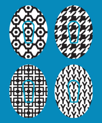 GEOMETRIC BLACK & WHITE - 4 PATCH SET - DEXCOM G6 OVERLAY