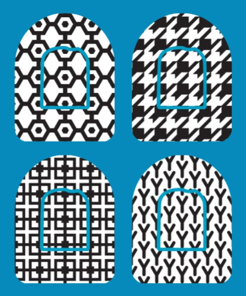 GEOMETRIC BLACK & WHITE - 4 PATCH SET -  OMNIPOD OVERLAY