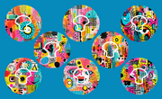 GRAFFITI CANVAS - 8 PATCH SET - MEDTRONIC GUARDIAN OVERLAYS WITH CUT-OUT FOR USE WITH DECK MY DIABETES GRIPSHIELD