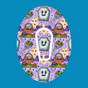 HALLOWEEN GRAVEYARD GHOSTLY TREATS - DEXCOM G6 OVAL OVERLAY