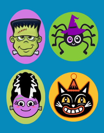 HALLOWEEN MONSTER MASH -  LARGE SOLID OVERLAYS - 4 PATCH SET