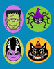 HALLOWEEN MONSTER MASH -  LARGE SOLID OVERLAYS - 4 PATCH SET