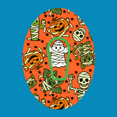 HALLOWEEN MUMMY FRIENDS - DEXCOM G6 OVAL OVERLAY