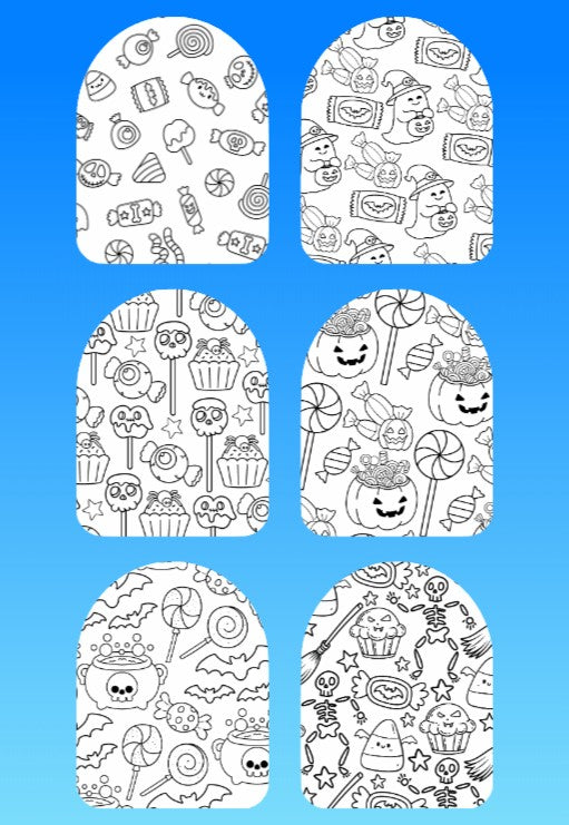 "COLOR MY JOURNEY" HALLOWEEN PATTERN - 6 PATCH SET OF OMNIPOD OVERLAYS WITH CUT-OUTS
