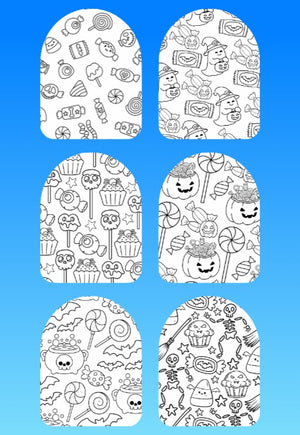 "COLOR MY JOURNEY" HALLOWEEN PATTERN - 6 PATCH SET OF OMNIPOD OVERLAYS WITH CUT-OUTS