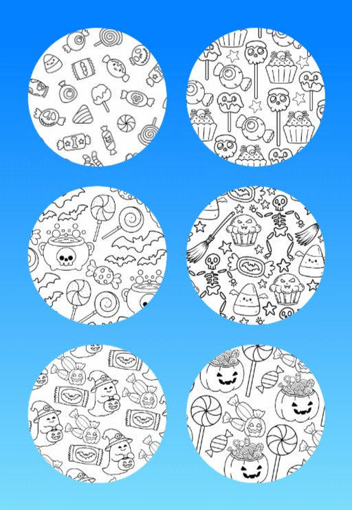 "COLOR MY JOURNEY" HALLOWEEN PATTERNS - 6 PATCH SET - LARGE SOLID OVERLAYS (NO CUT-OUTS)