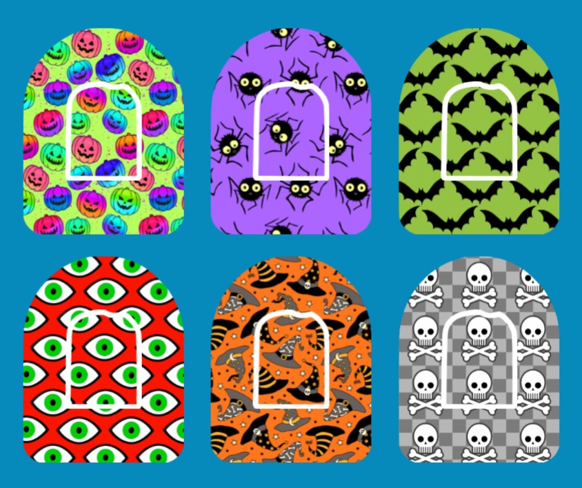 HALLOWEEN PATTERNS OMNIPOD OVERLAY  - 6 PATCH SET