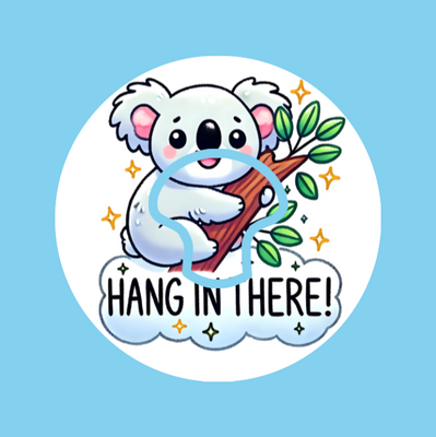 HANG IN THERE! KOALA -  MEDTRONIC GUARDIAN OVERLAY WITH CUT-OUT FOR USE WITH DECK MY DIABETES GRIPSHIELD