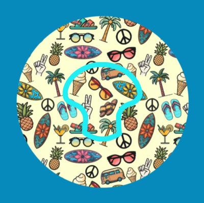 HANG TEN SURF SHOP PATTERN - MEDTRONIC GUARDIAN OVERLAYS WITH CUT-OUT FOR USE WITH DECK MY DIABETES GRIPSHIELD