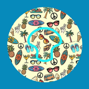 HANG TEN SURF SHOP PATTERN - MEDTRONIC GUARDIAN OVERLAYS WITH CUT-OUT FOR USE WITH DECK MY DIABETES GRIPSHIELD