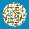 HANG TEN SURF SHOP PATTERN - LARGE SOLID OVERLAY