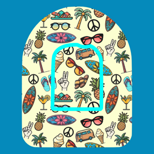 HANG TEN SURF SHOP PATTERN -  OMNIPOD OVERLAY