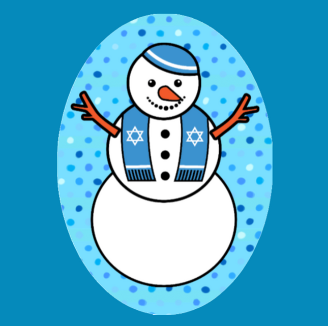 HANUKKAH SNOWMAN - LARGE SOLID OVERLAY