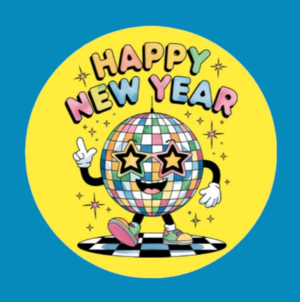 HAPPY NEW YEAR DISCO BALL - LARGE SOLID OVERLAY