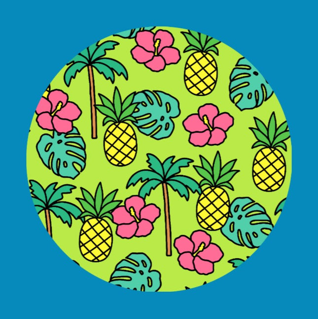 HAWAIIAN HIBISCUS & PINEAPPLE - LARGE SOLID OVERLAY