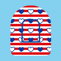 HEARTS AND STRIPES PATTERN -  OMNIPOD OVERLAY