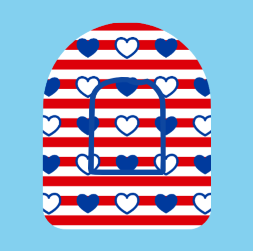 HEARTS AND STRIPES PATTERN -  OMNIPOD OVERLAY
