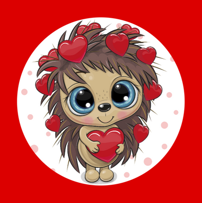 HEDGEHOG VALENTINE - LARGE SOLID OVERLAY