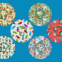 HOLIDAY HAPPINESS PATTERNS - 6 PATCH SET -   MEDTRONIC GUARDIAN OVERLAYS WITH CUT-OUT FOR USE WITH DECK MY DIABETES GRIPSHIELD