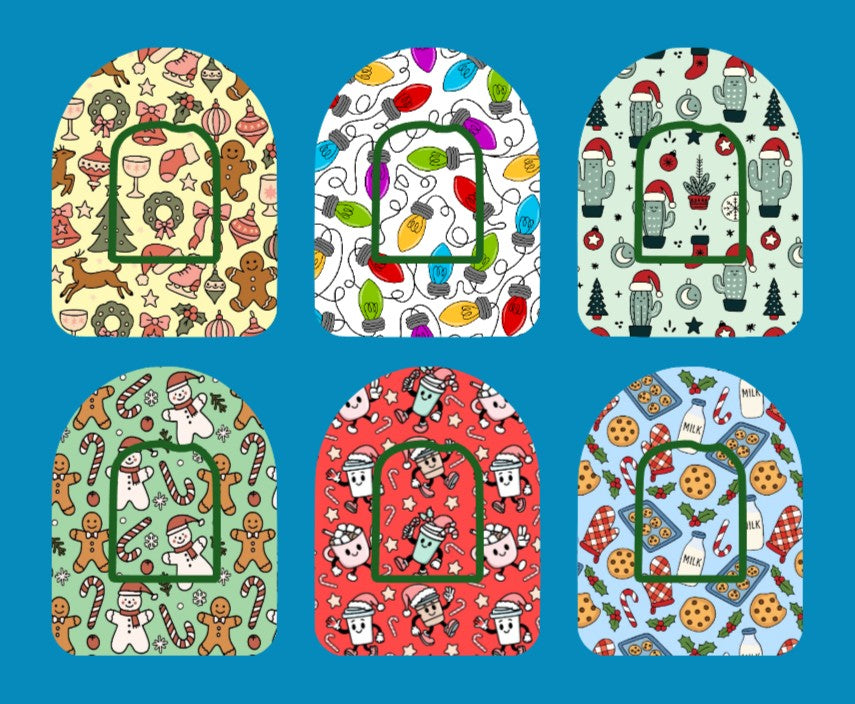 HOLIDAY HAPPINESS PATTERNS - 6 PATCH SET - OMNIPOD OVERLAYS