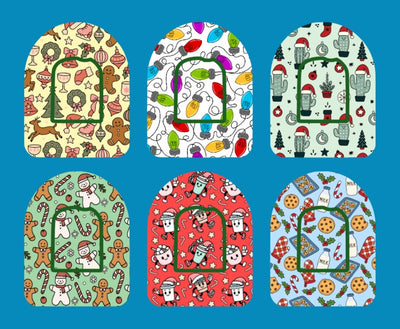 HOLIDAY HAPPINESS PATTERNS - 6 PATCH SET - OMNIPOD OVERLAYS